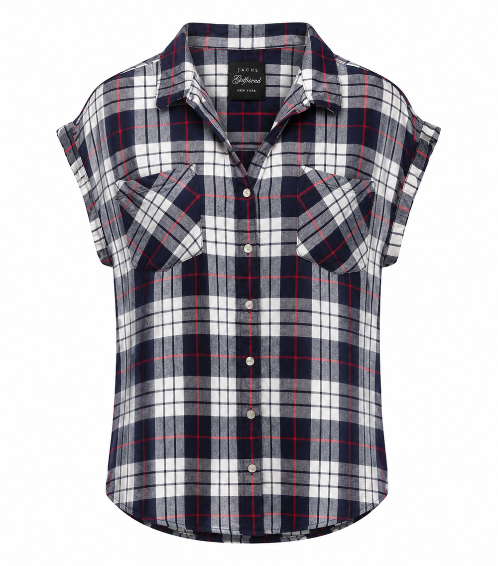 JACHS Girlfriend New York Plaid Button-Front Blouse – Women's Large